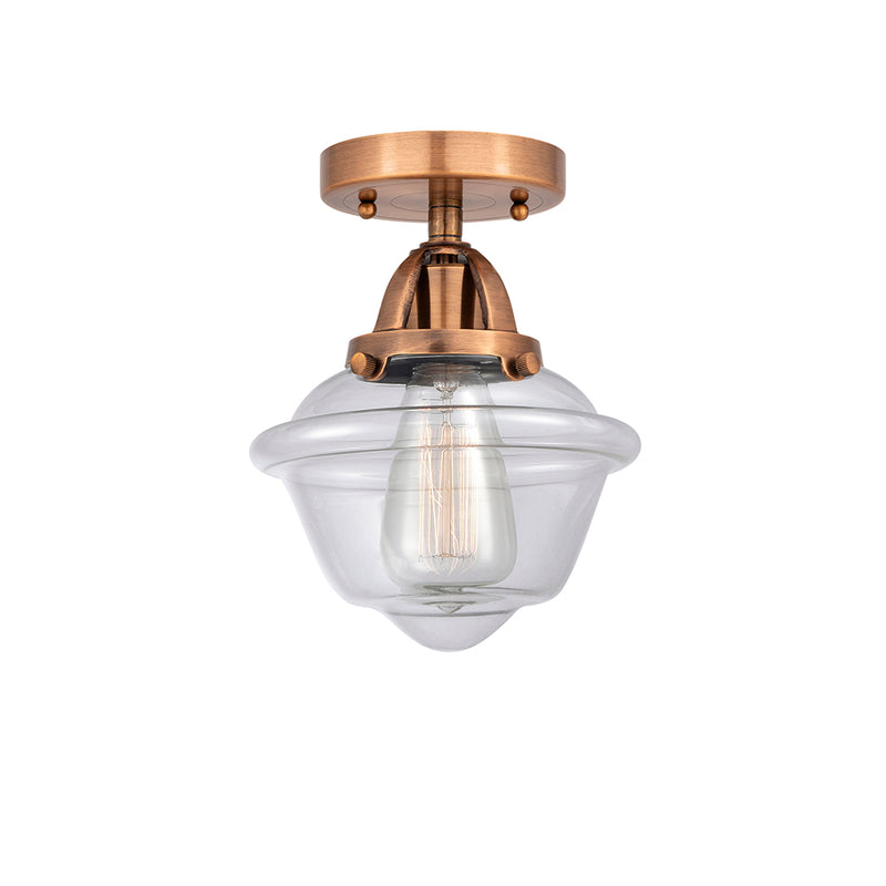 Oxford Semi-Flush Mount shown in the Antique Copper finish with a Clear shade