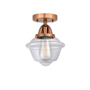 Oxford Semi-Flush Mount shown in the Antique Copper finish with a Clear shade