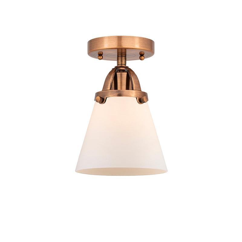 Cone Semi-Flush Mount shown in the Antique Copper finish with a Matte White shade