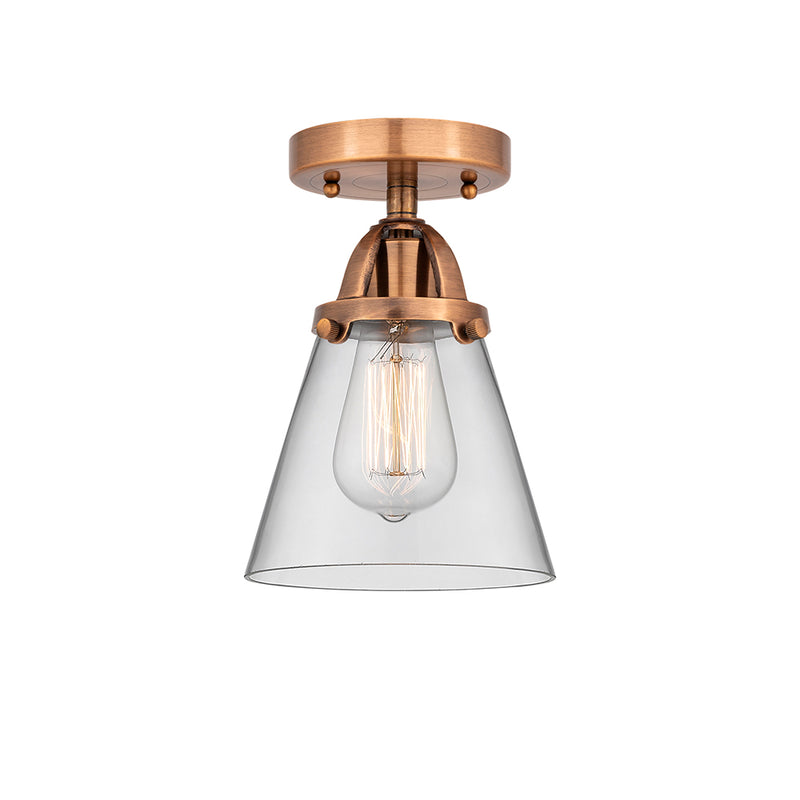 Cone Semi-Flush Mount shown in the Antique Copper finish with a Clear shade