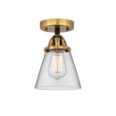 Cone Semi-Flush Mount shown in the Black Antique Brass finish with a Clear shade