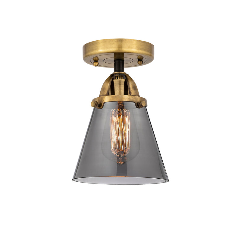 Cone Semi-Flush Mount shown in the Black Antique Brass finish with a Plated Smoke shade