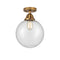 Beacon Semi-Flush Mount shown in the Brushed Brass finish with a Seedy shade