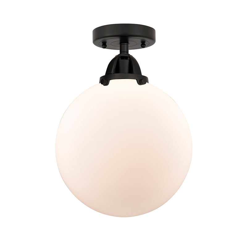 Beacon Semi-Flush Mount shown in the Matte Black finish with a Matte White shade