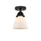 Cone Semi-Flush Mount shown in the Matte Black finish with a Matte White shade