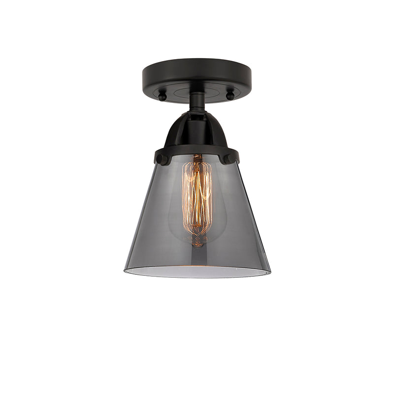 Cone Semi-Flush Mount shown in the Matte Black finish with a Plated Smoke shade