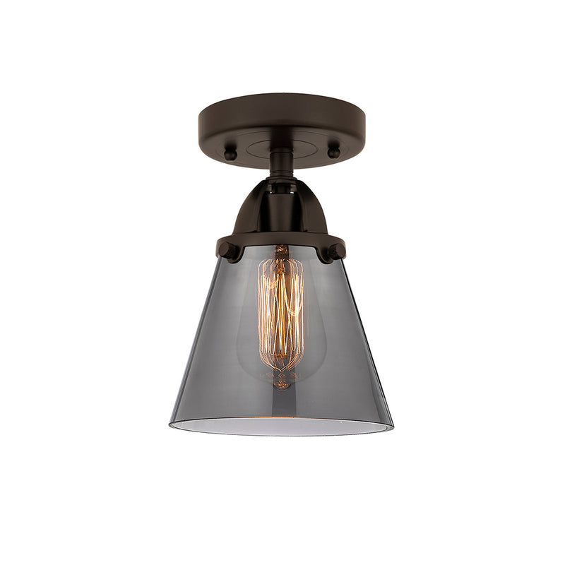 Cone Semi-Flush Mount shown in the Oil Rubbed Bronze finish with a Plated Smoke shade