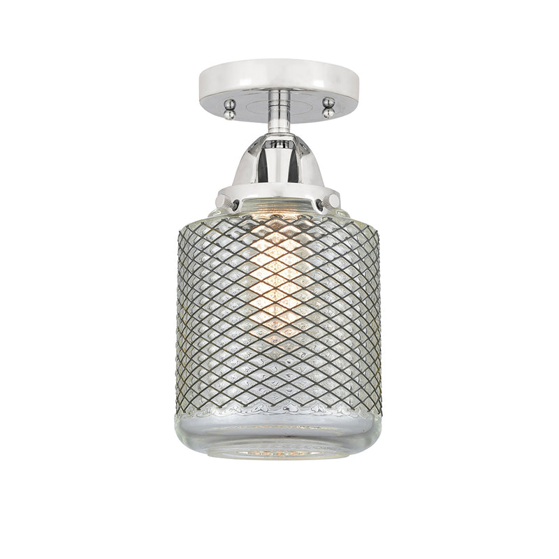 Stanton Semi-Flush Mount shown in the Polished Chrome finish with a Clear Wire Mesh shade