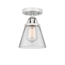 Cone Semi-Flush Mount shown in the Polished Chrome finish with a Clear shade