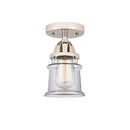 Canton Semi-Flush Mount shown in the Polished Nickel finish with a Clear shade