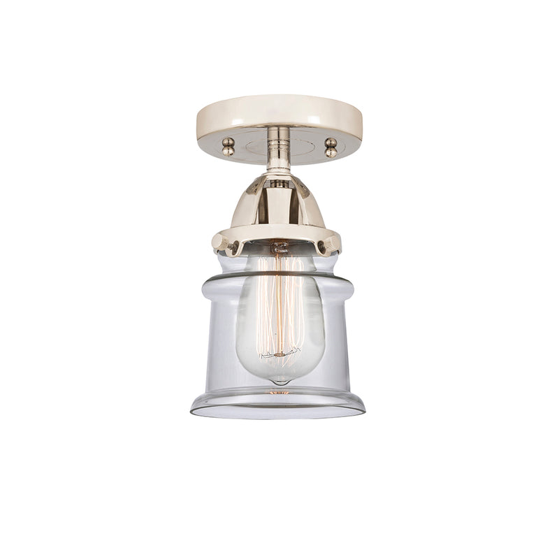 Canton Semi-Flush Mount shown in the Polished Nickel finish with a Clear shade