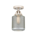 Stanton Semi-Flush Mount shown in the Polished Nickel finish with a Clear Wire Mesh shade