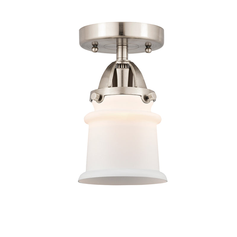 Canton Semi-Flush Mount shown in the Brushed Satin Nickel finish with a Matte White shade