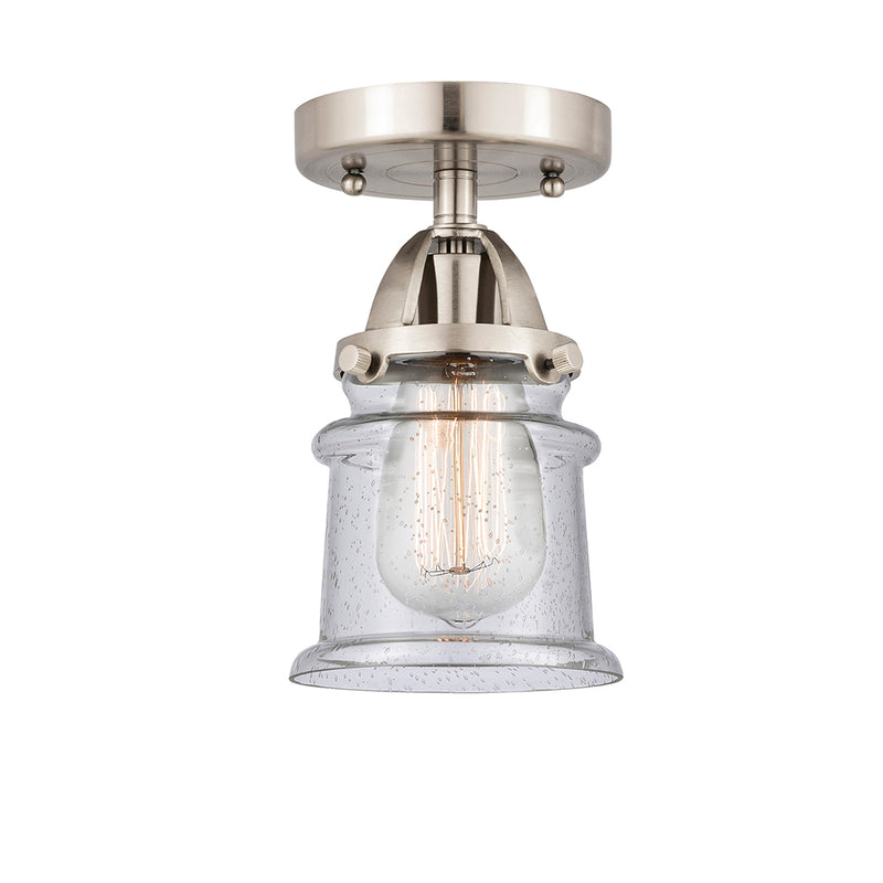 Canton Semi-Flush Mount shown in the Brushed Satin Nickel finish with a Seedy shade