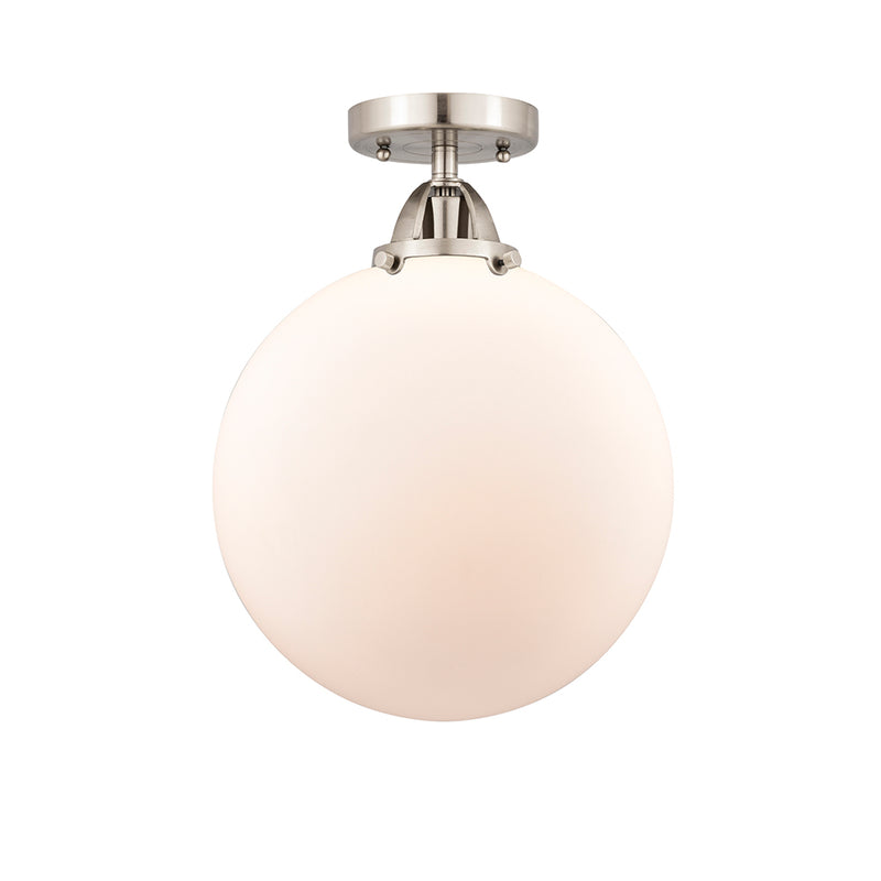 Beacon Semi-Flush Mount shown in the Brushed Satin Nickel finish with a Matte White shade