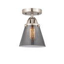 Cone Semi-Flush Mount shown in the Brushed Satin Nickel finish with a Plated Smoke shade