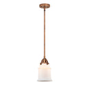 Canton Mini Pendant shown in the Antique Copper finish with a Matte White shade