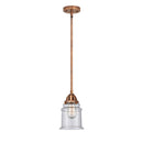 Canton Mini Pendant shown in the Antique Copper finish with a Seedy shade