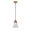 Bellmont Mini Pendant shown in the Antique Copper finish with a Seedy shade