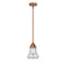 Bellmont Mini Pendant shown in the Antique Copper finish with a Seedy shade