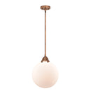 Beacon Mini Pendant shown in the Antique Copper finish with a Matte White shade