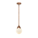 Beacon Mini Pendant shown in the Antique Copper finish with a Matte White shade