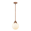 Beacon Mini Pendant shown in the Antique Copper finish with a Matte White shade