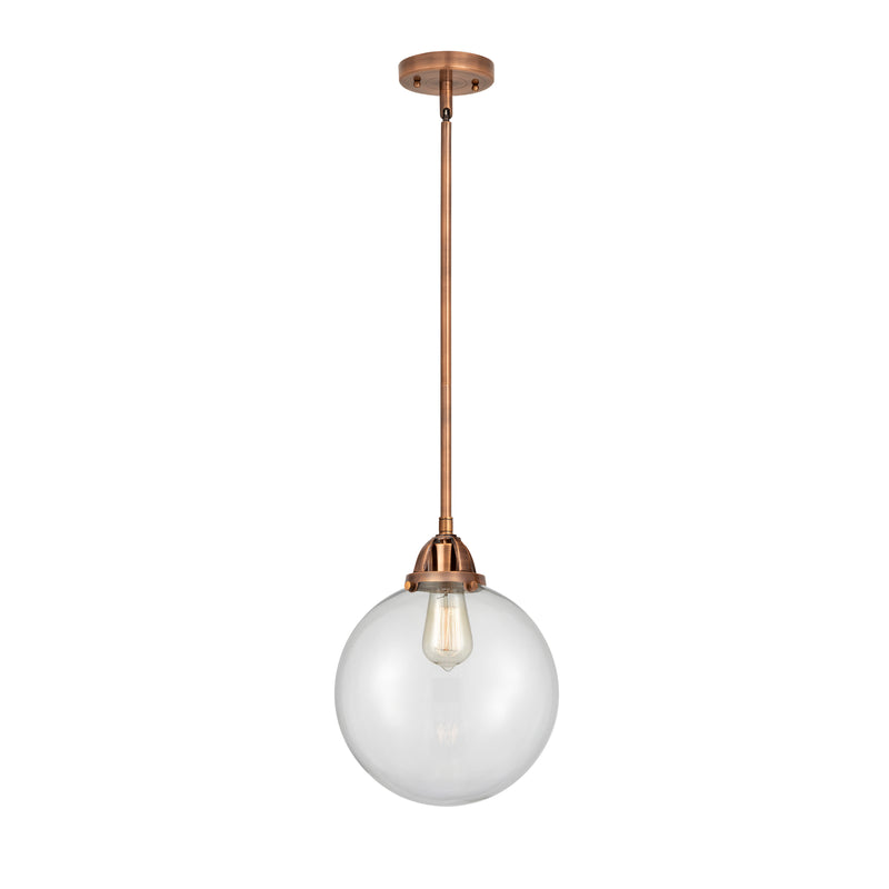 Beacon Mini Pendant shown in the Antique Copper finish with a Clear shade