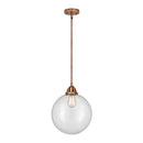 Beacon Mini Pendant shown in the Antique Copper finish with a Clear shade