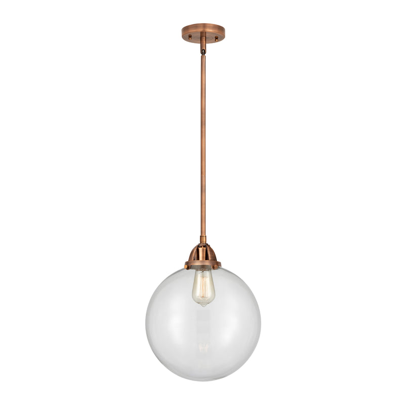 Beacon Mini Pendant shown in the Antique Copper finish with a Clear shade