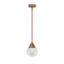 Beacon Mini Pendant shown in the Antique Copper finish with a Clear shade