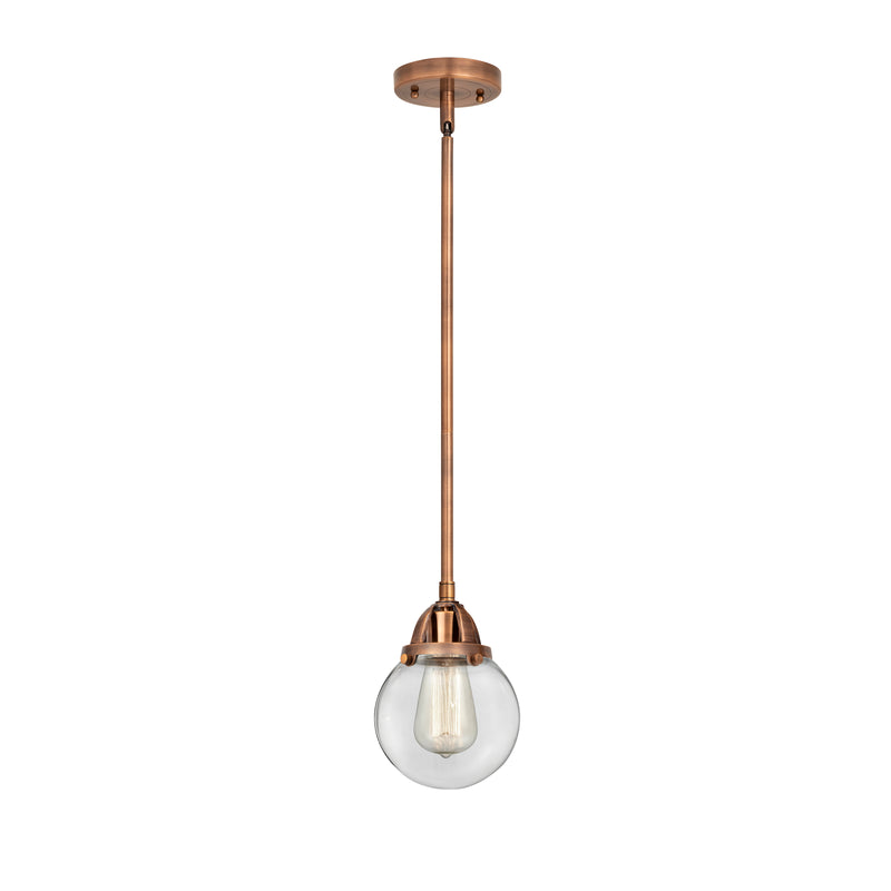 Beacon Mini Pendant shown in the Antique Copper finish with a Clear shade