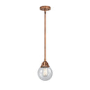 Beacon Mini Pendant shown in the Antique Copper finish with a Seedy shade