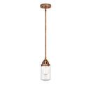 Dover Mini Pendant shown in the Antique Copper finish with a Seedy shade