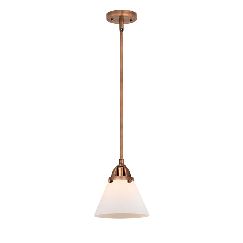 Cone Mini Pendant shown in the Antique Copper finish with a Matte White shade