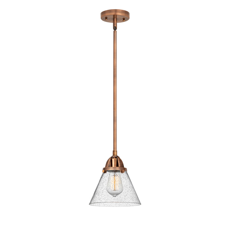 Cone Mini Pendant shown in the Antique Copper finish with a Seedy shade