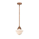 Oxford Mini Pendant shown in the Antique Copper finish with a Matte White shade