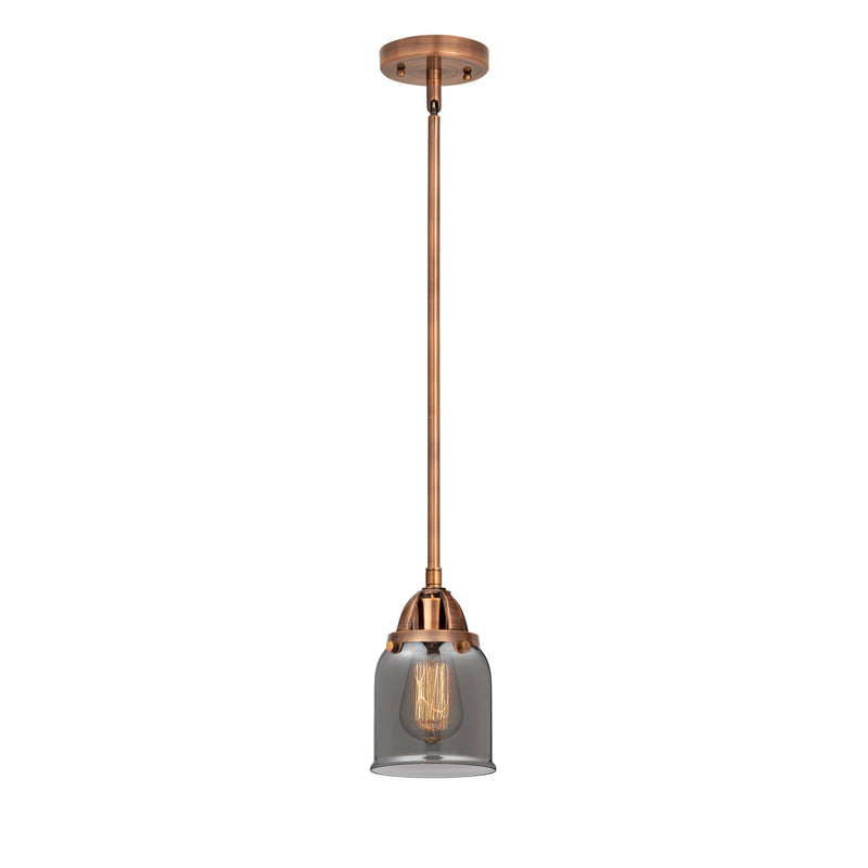 Bell Mini Pendant shown in the Antique Copper finish with a Plated Smoke shade