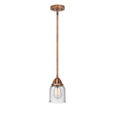 Bell Mini Pendant shown in the Antique Copper finish with a Seedy shade