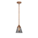 Cone Mini Pendant shown in the Antique Copper finish with a Plated Smoke shade