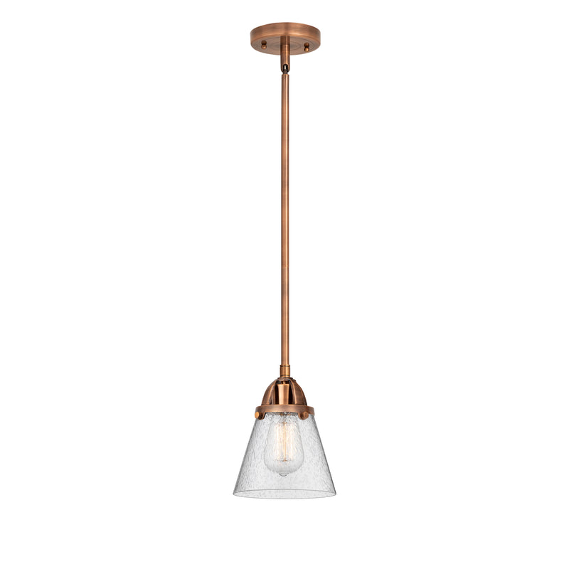 Cone Mini Pendant shown in the Antique Copper finish with a Seedy shade