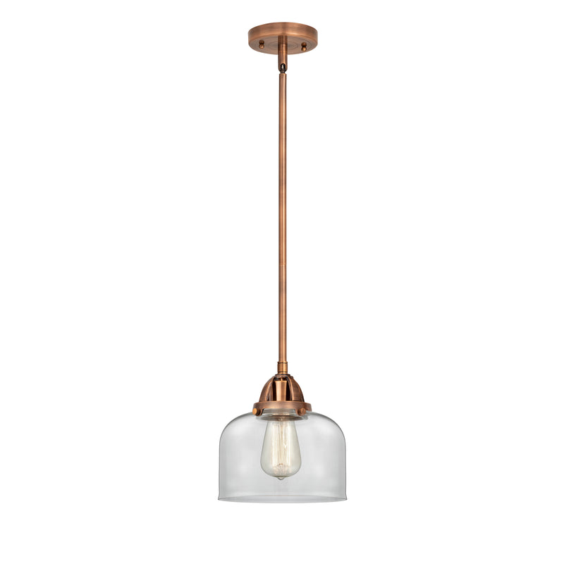 Bell Mini Pendant shown in the Antique Copper finish with a Clear shade