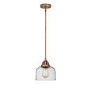 Bell Mini Pendant shown in the Antique Copper finish with a Seedy shade