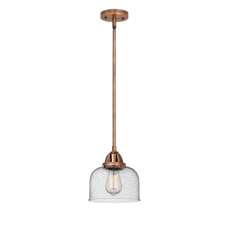 Bell Mini Pendant shown in the Antique Copper finish with a Seedy shade