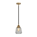 Chatham Mini Pendant shown in the Black Antique Brass finish with a Clear shade