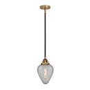 Geneseo Mini Pendant shown in the Black Antique Brass finish with a Clear Crackled shade