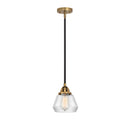 Fulton Mini Pendant shown in the Black Antique Brass finish with a Clear shade