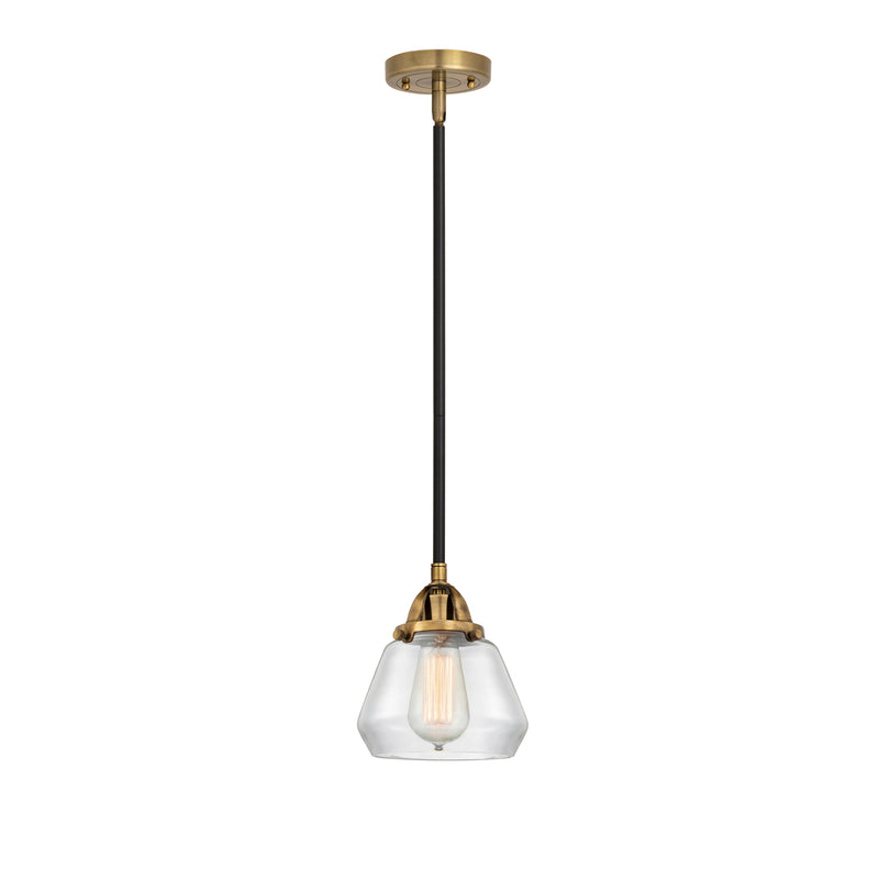 Fulton Mini Pendant shown in the Black Antique Brass finish with a Clear shade