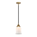 Canton Mini Pendant shown in the Black Antique Brass finish with a Matte White shade