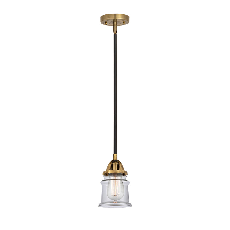 Canton Mini Pendant shown in the Black Antique Brass finish with a Clear shade